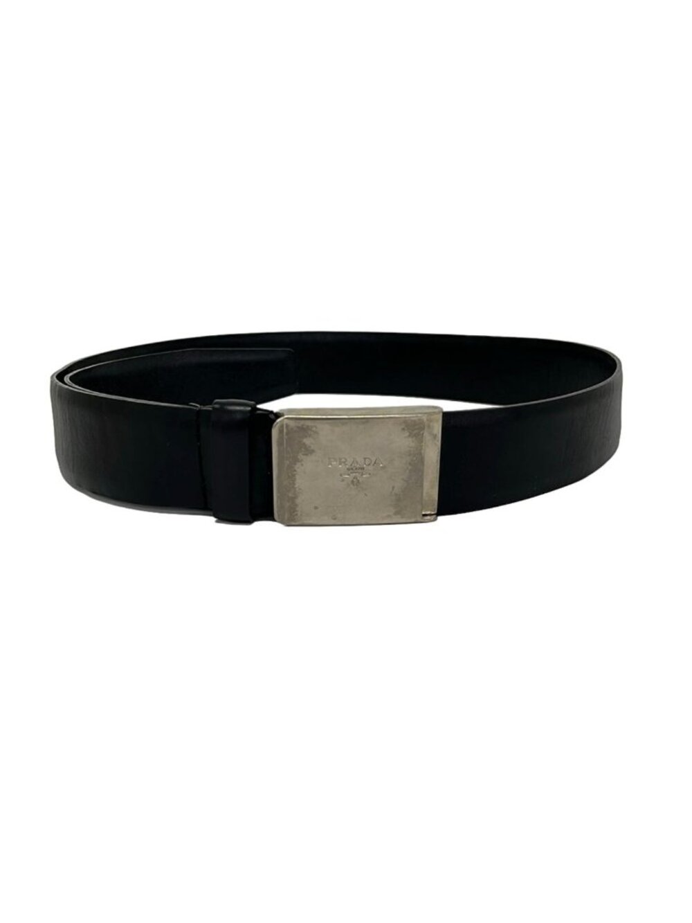Prada Belt Black Silver Leather
